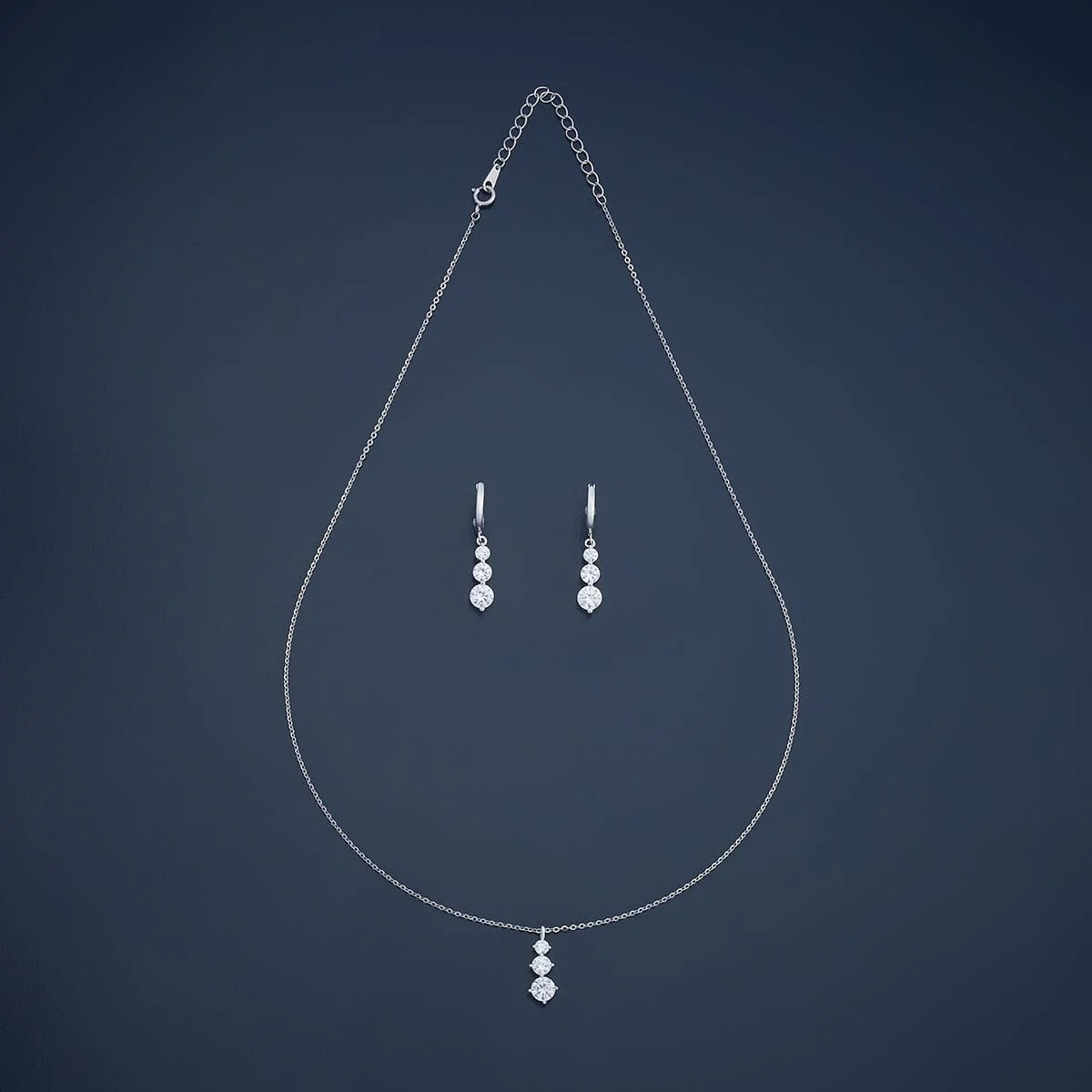92.5 Silver Pendant with Chain and Earring Set 180978