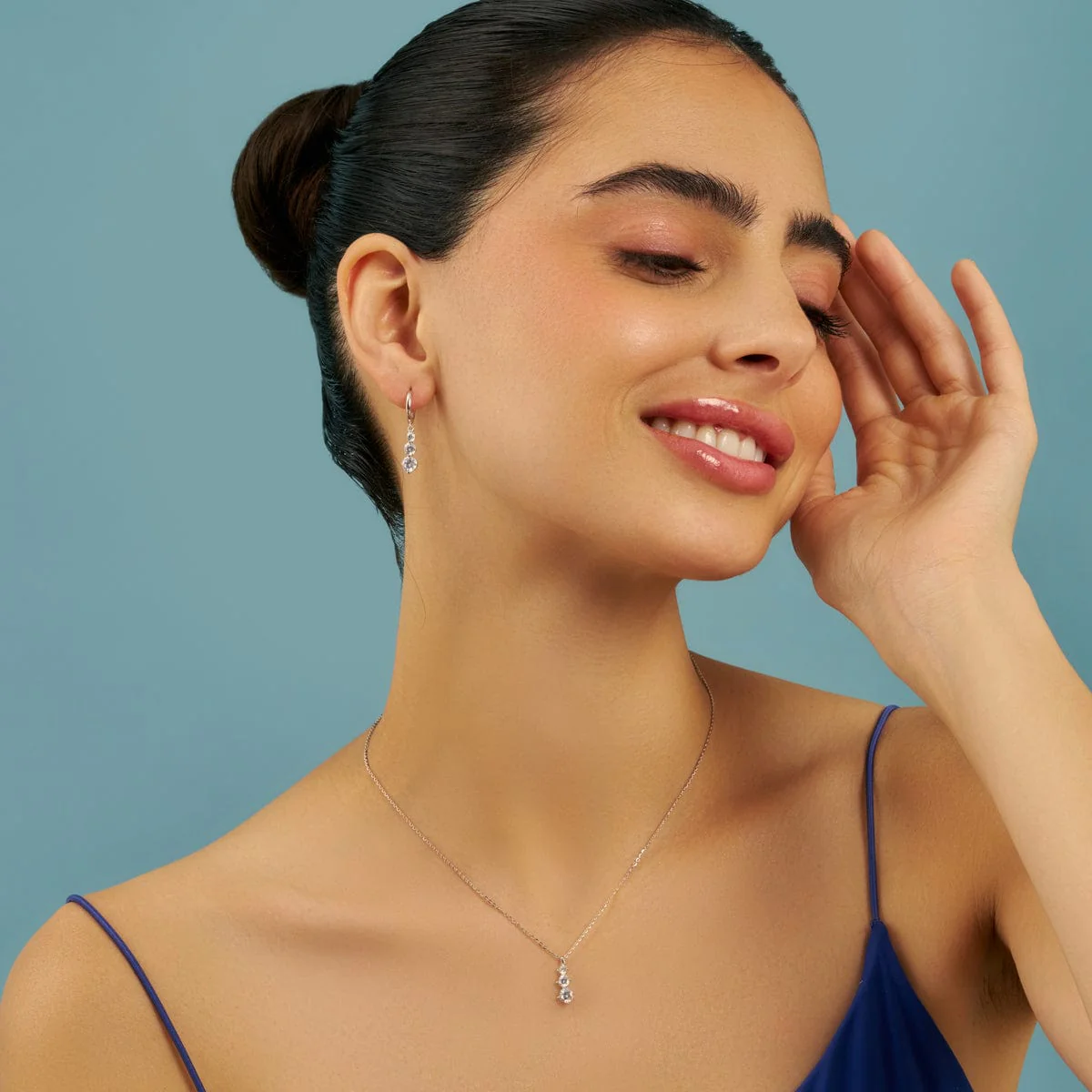 92.5 Silver Pendant with Chain and Earring Set 180978 - Image 3