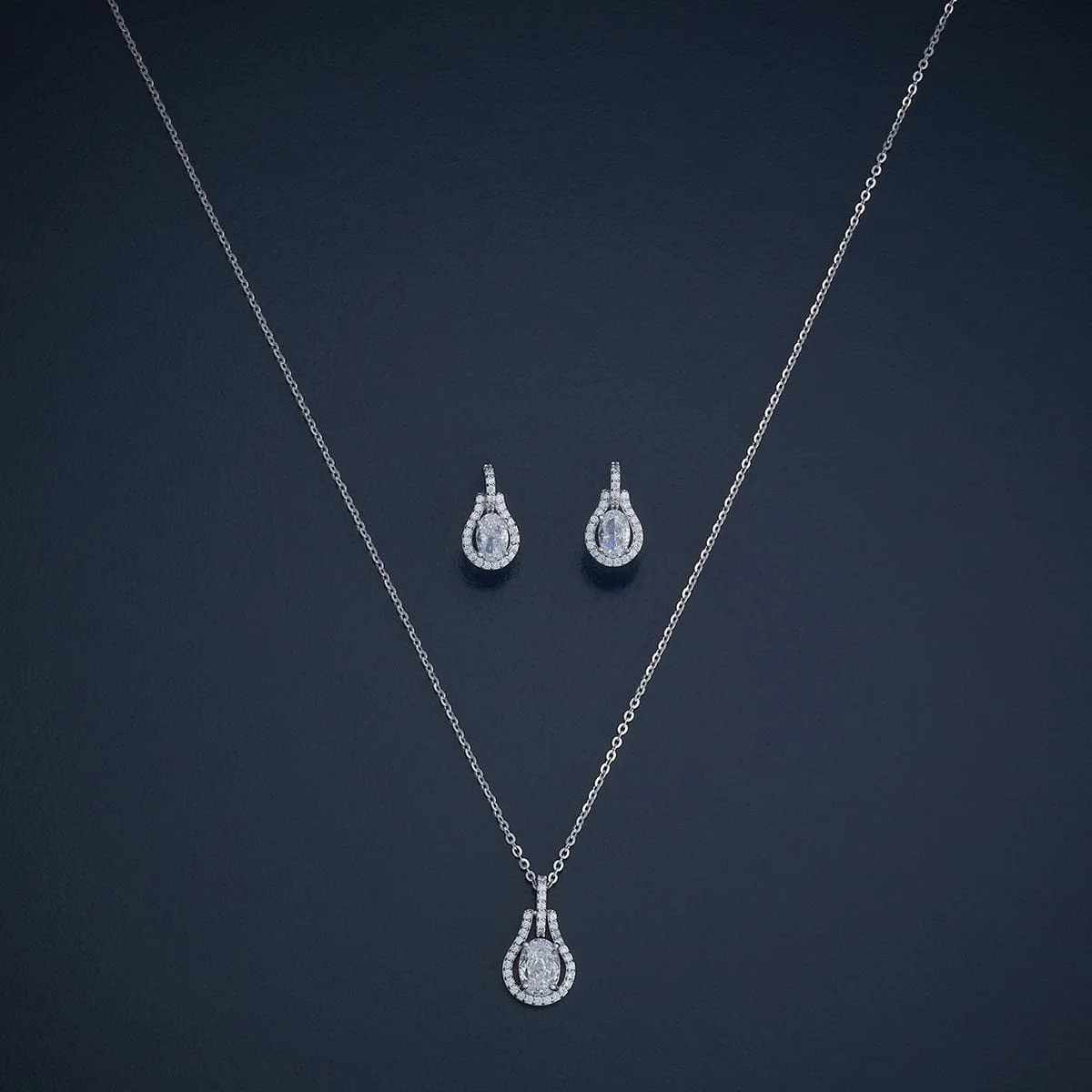 92.5 Silver Pendant with Chain and Earring Set 180986 - Image 6