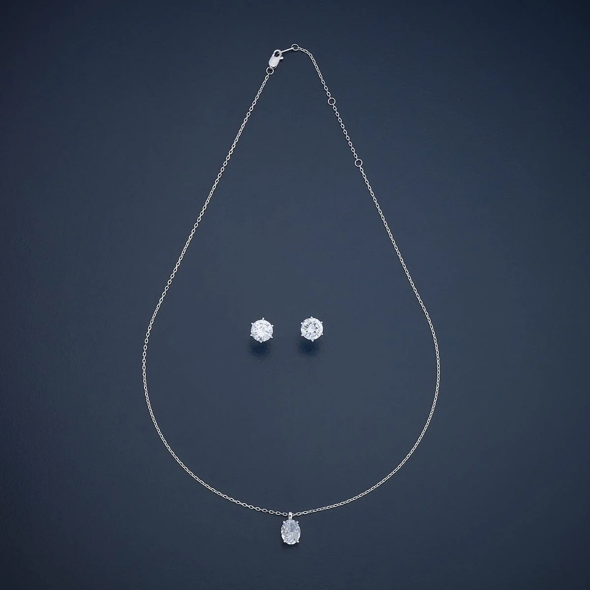 92.5 Silver Pendant with Chain and Earring Set 180988