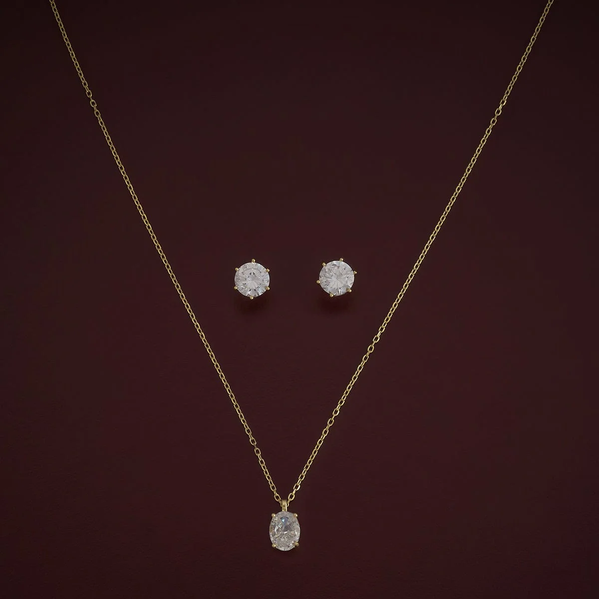 92.5 Silver Pendant with Chain and Earring Set 180988 - Image 4