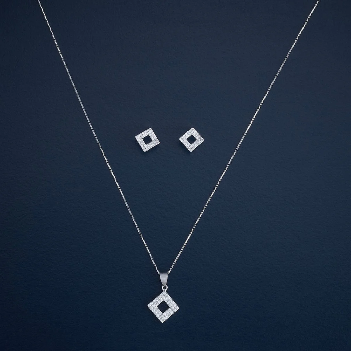 92.5 Silver Pendant with Chain and Earring Set 182933