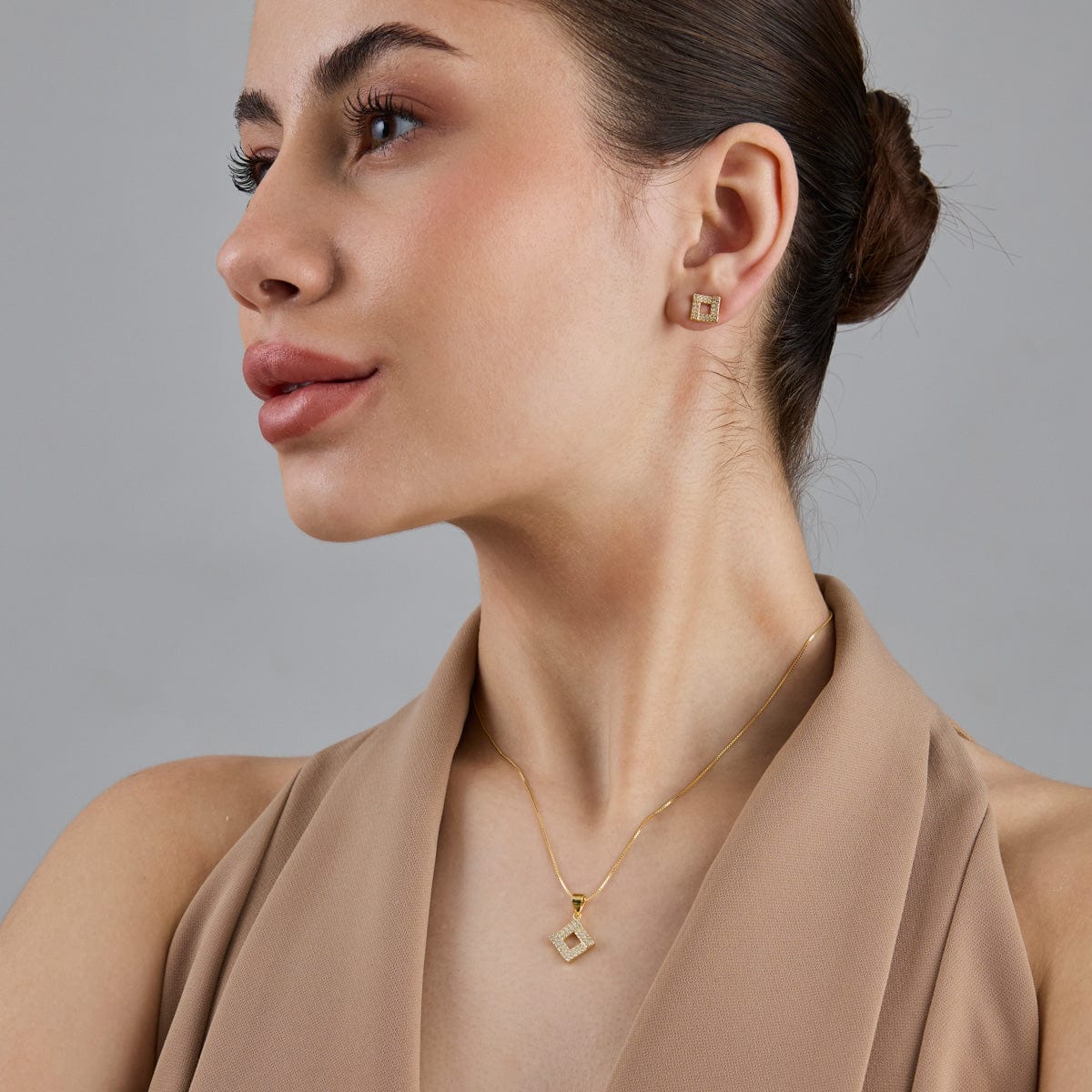 92.5 Silver Pendant with Chain and Earring Set 182933 - Image 3
