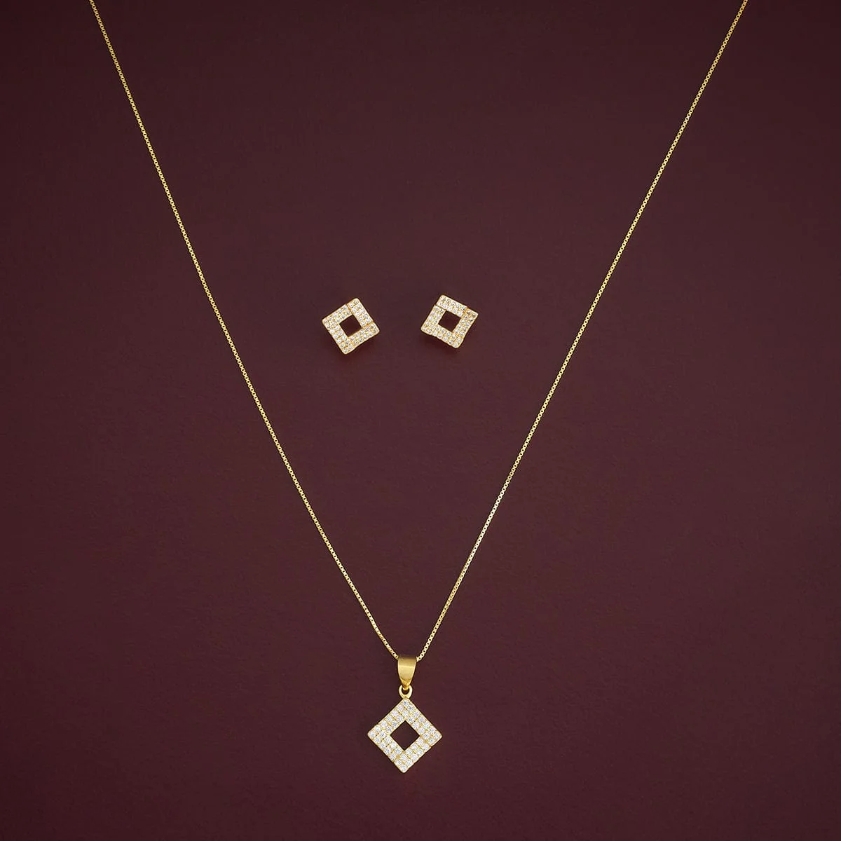 92.5 Silver Pendant with Chain and Earring Set 182933 - Image 4