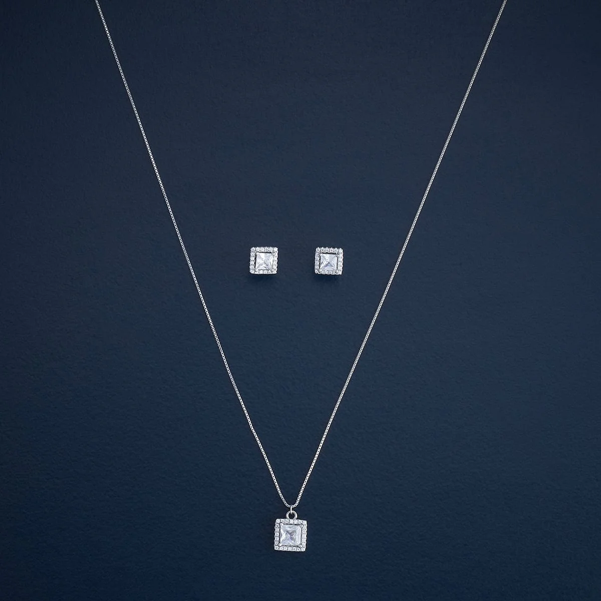 92.5 Silver Pendant with Chain and Earring Set 182942