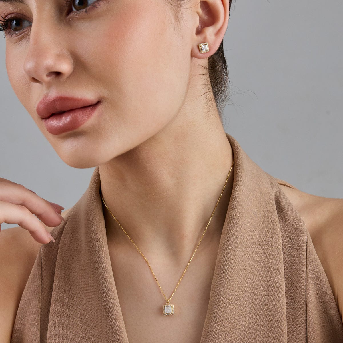 92.5 Silver Pendant with Chain and Earring Set 182942 - Image 3