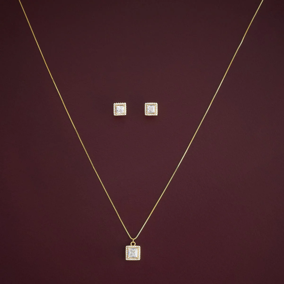 92.5 Silver Pendant with Chain and Earring Set 182942 - Image 4