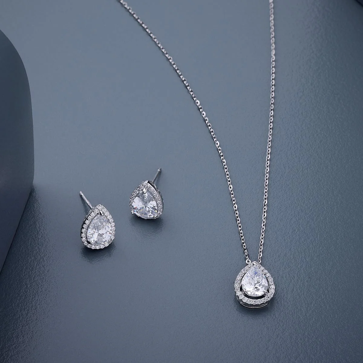92.5 Silver Pendant with Chain and Earring Set 188213 - Image 2