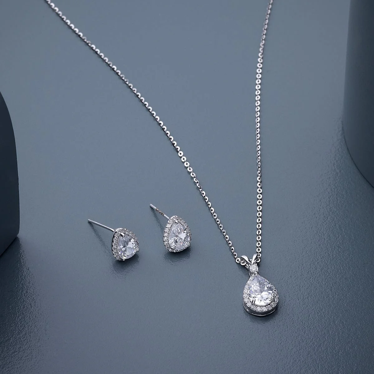 92.5 Silver Pendant with Chain and Earring Set 188215 - Image 2