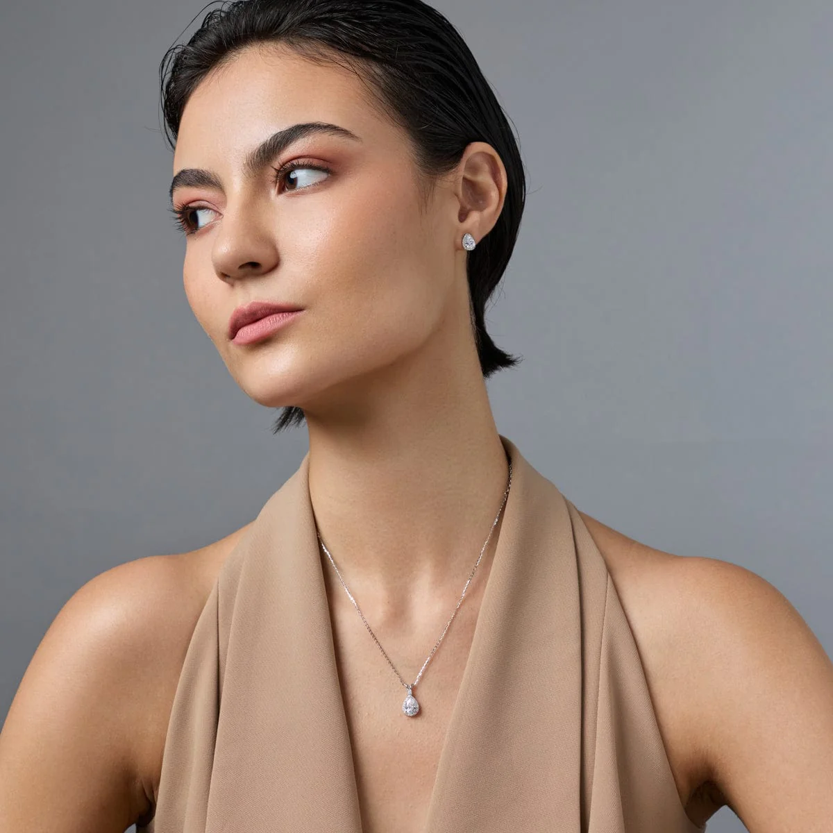 92.5 Silver Pendant with Chain and Earring Set 188215 - Image 3