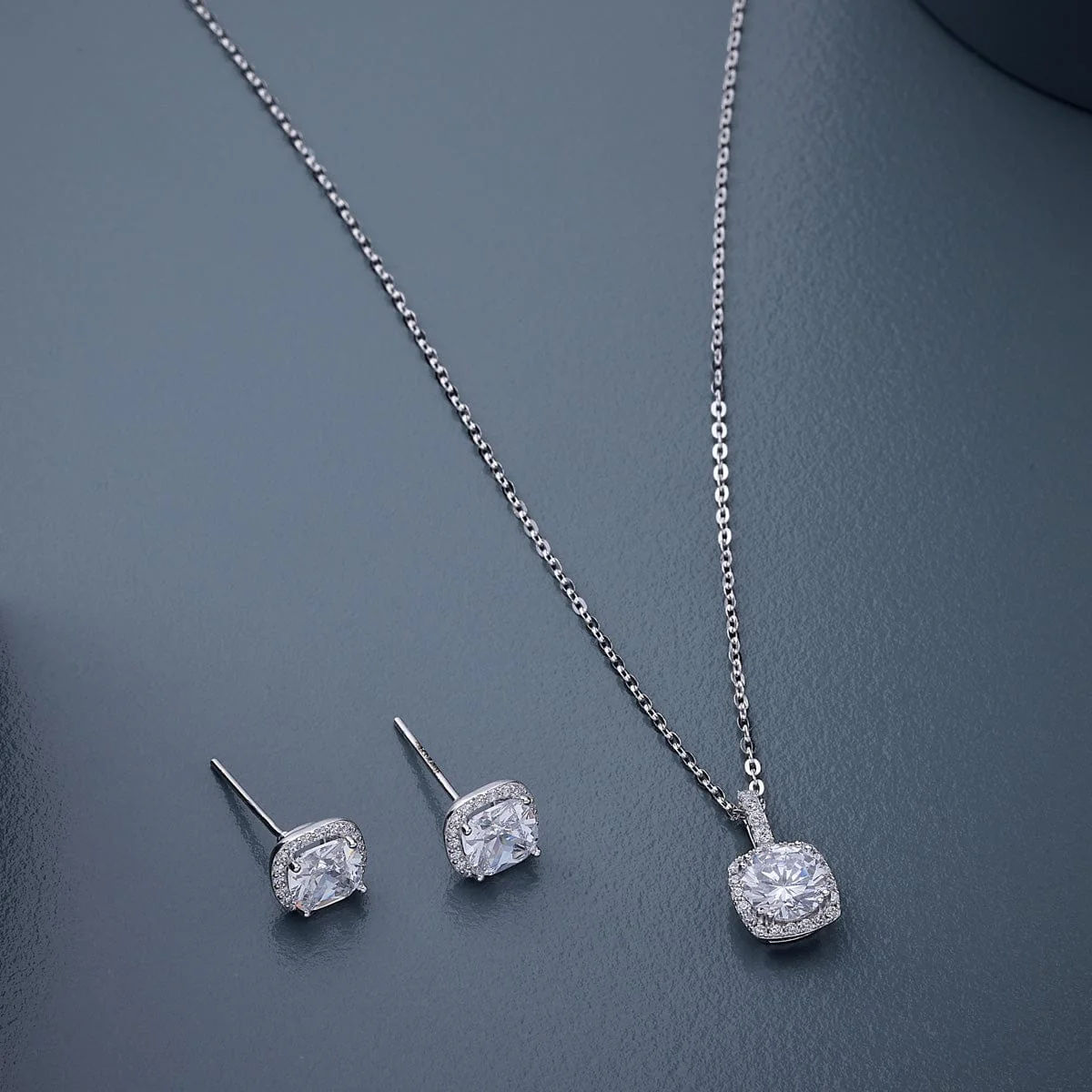 92.5 Silver Pendant with Chain and Earring Set 188216 - Image 2