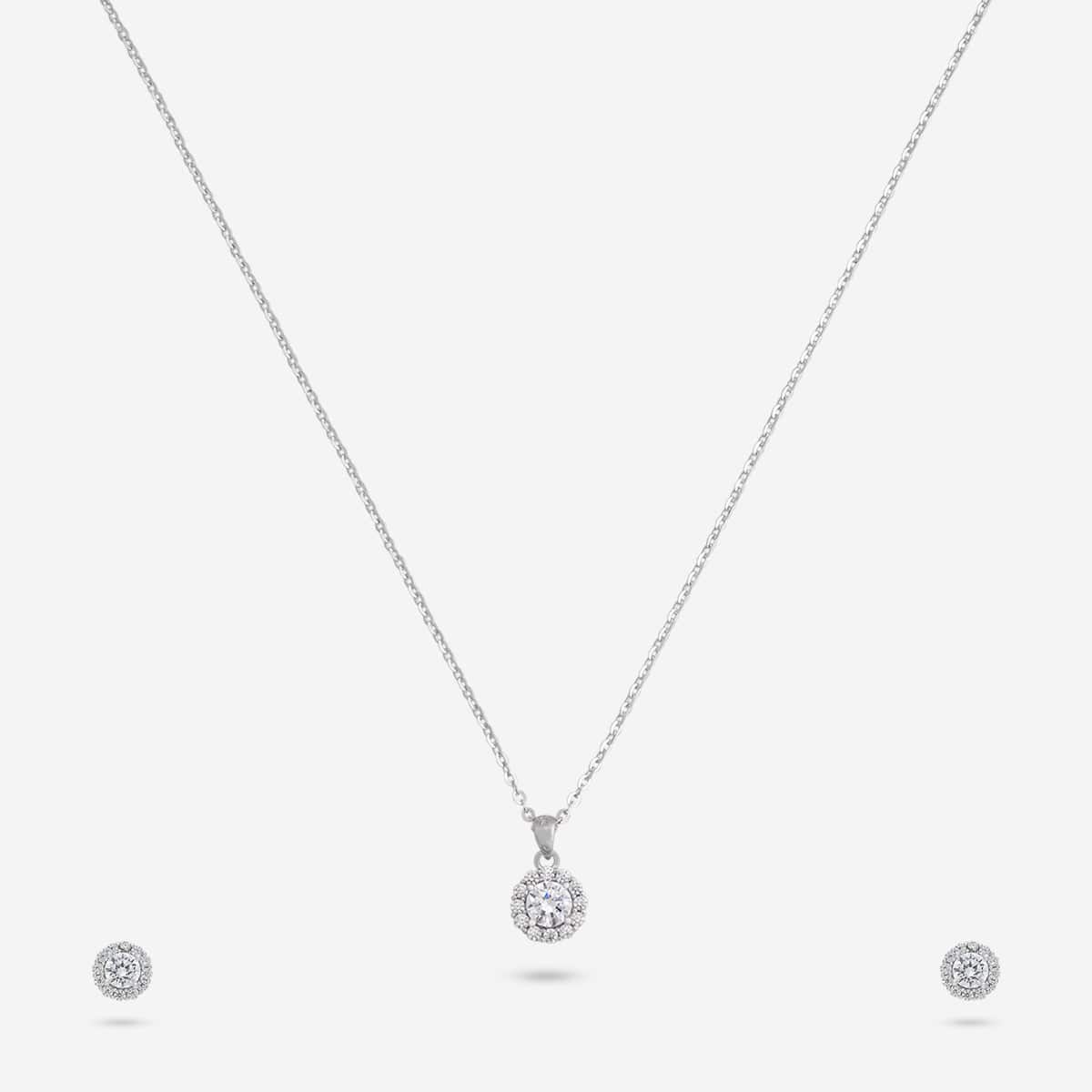 92.5 Silver Pendant With Chain and Earring Set 188231 - Image 6