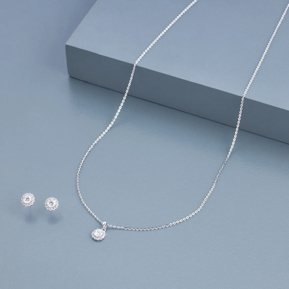 92.5 Silver Pendant With Chain and Earring Set 188231 - Image 7