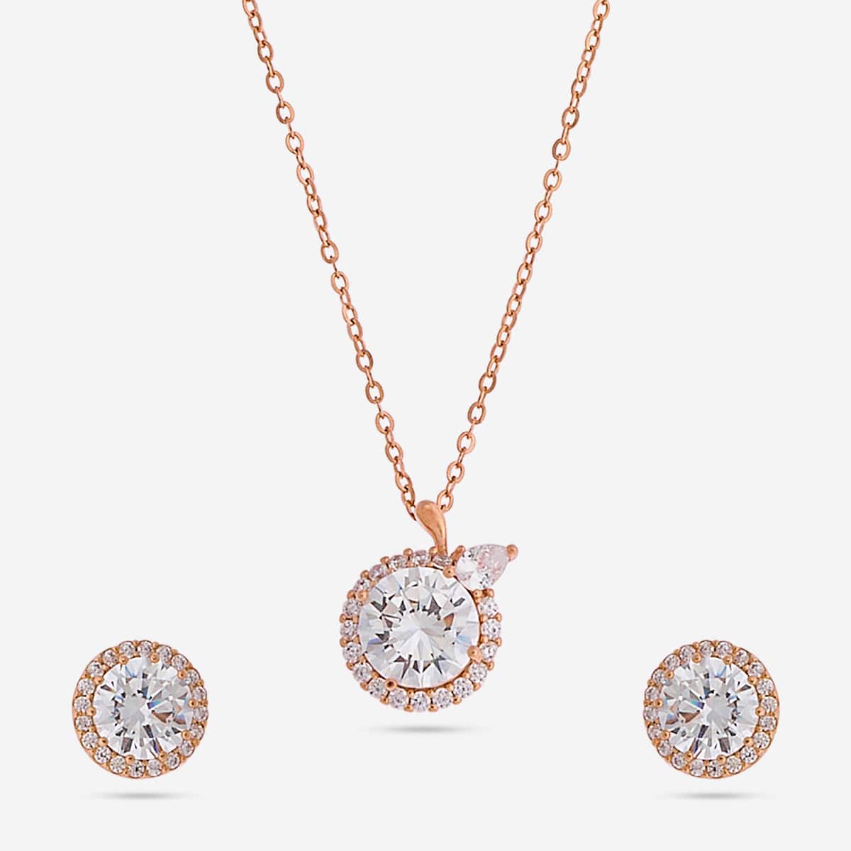 92.5 Silver Pendant with Chain and Earring Set 188236