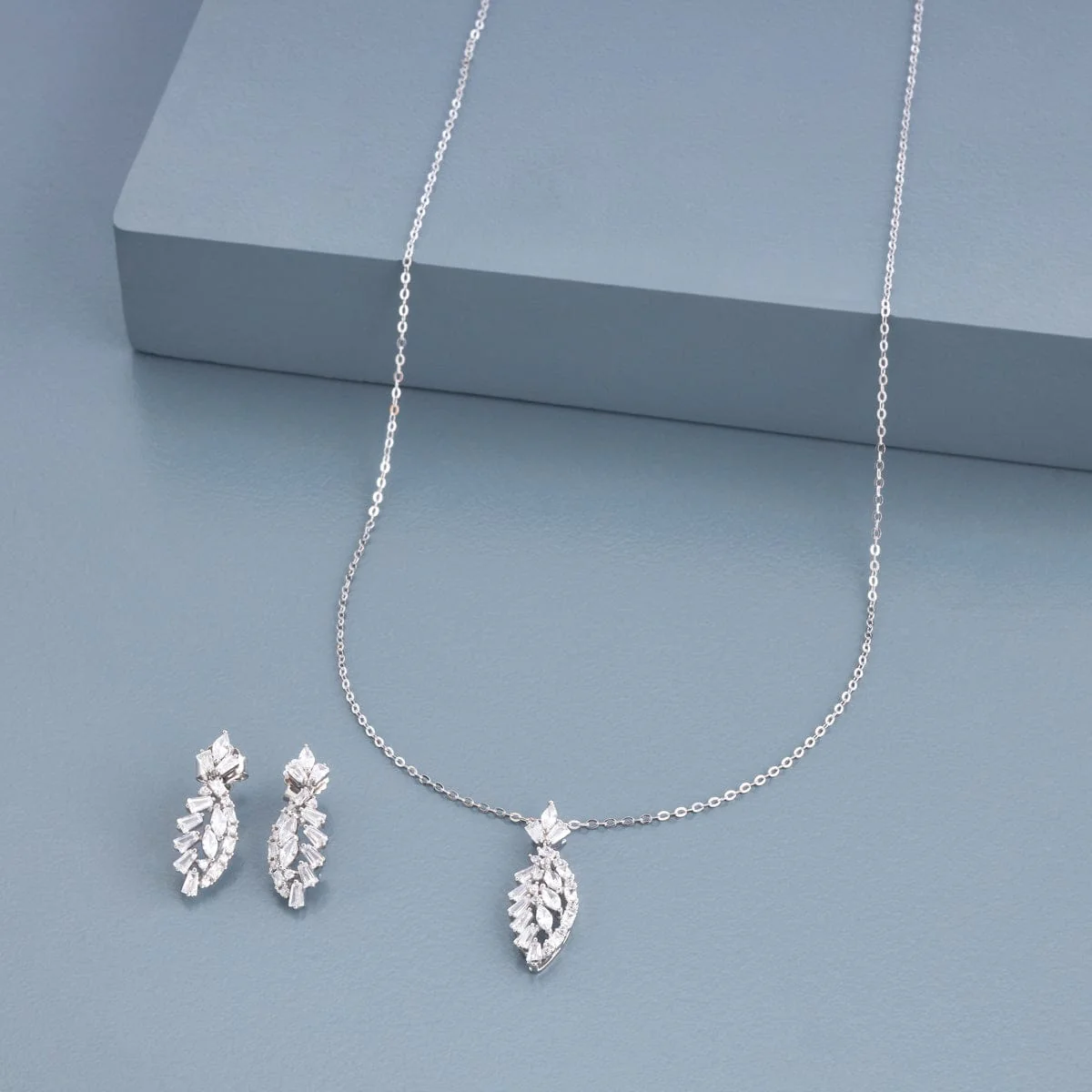 92.5 Silver Pendant With Chain and Earring Set 191354 - Image 7