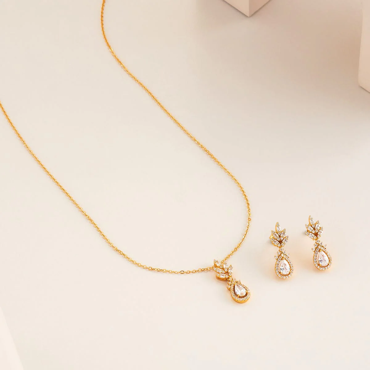 92.5 Silver Pendant With Chain and Earring Set 191360 - Image 2
