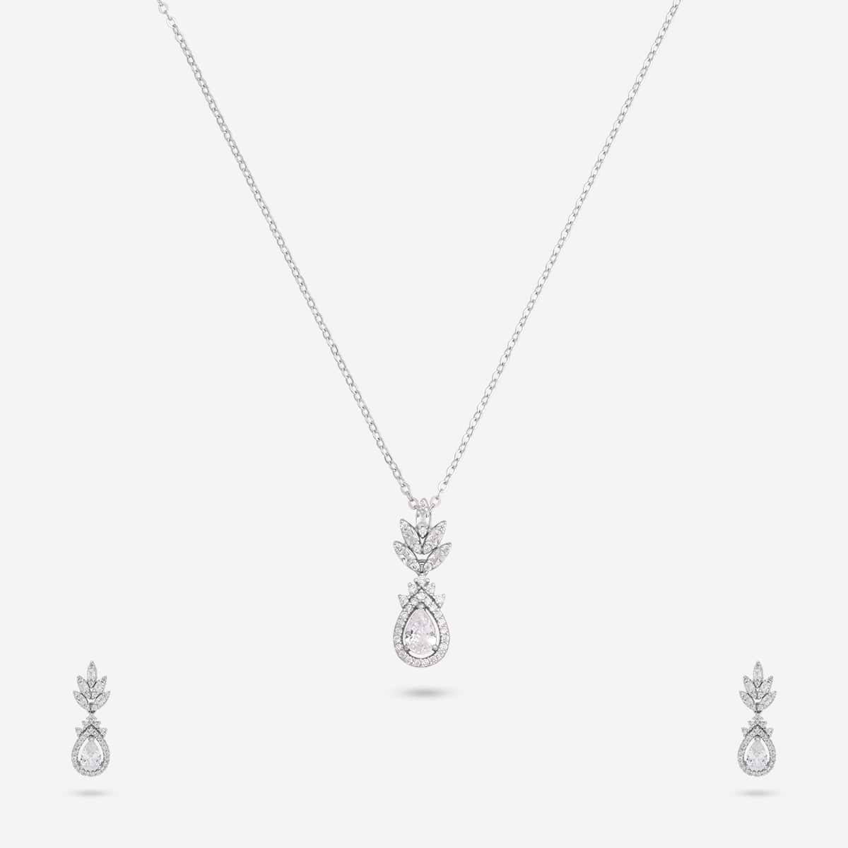 92.5 Silver Pendant With Chain and Earring Set 191360 - Image 6