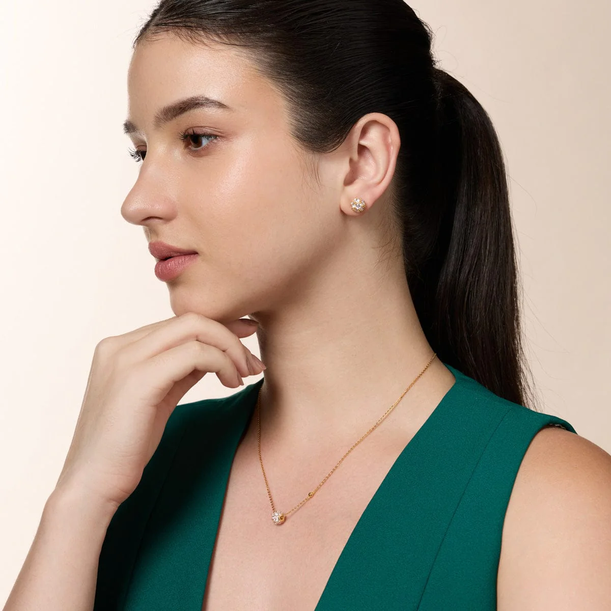 92.5 Silver Pendant With Chain and Earring Set 191387 - Image 3