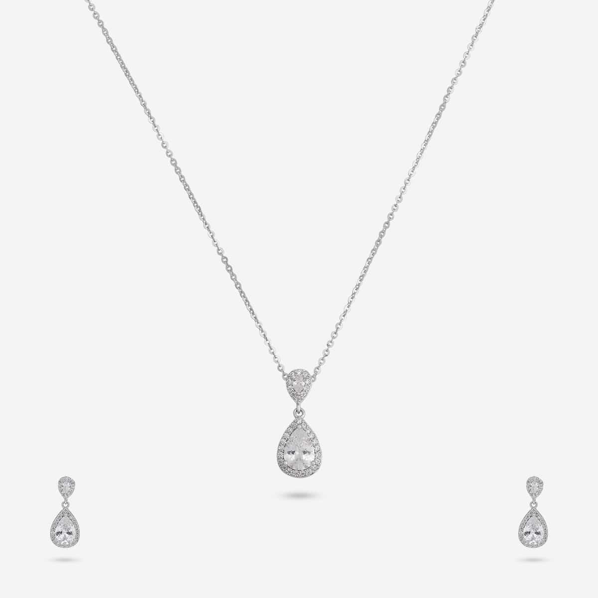 92.5 Silver Pendant With Chain and Earring Set 191388 - Image 6