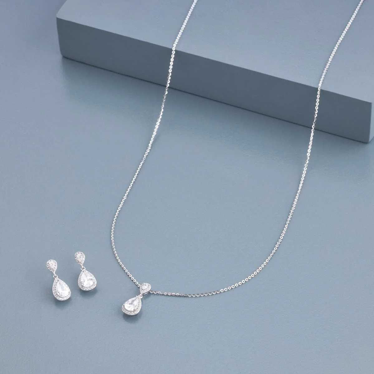 92.5 Silver Pendant With Chain and Earring Set 191388 - Image 7