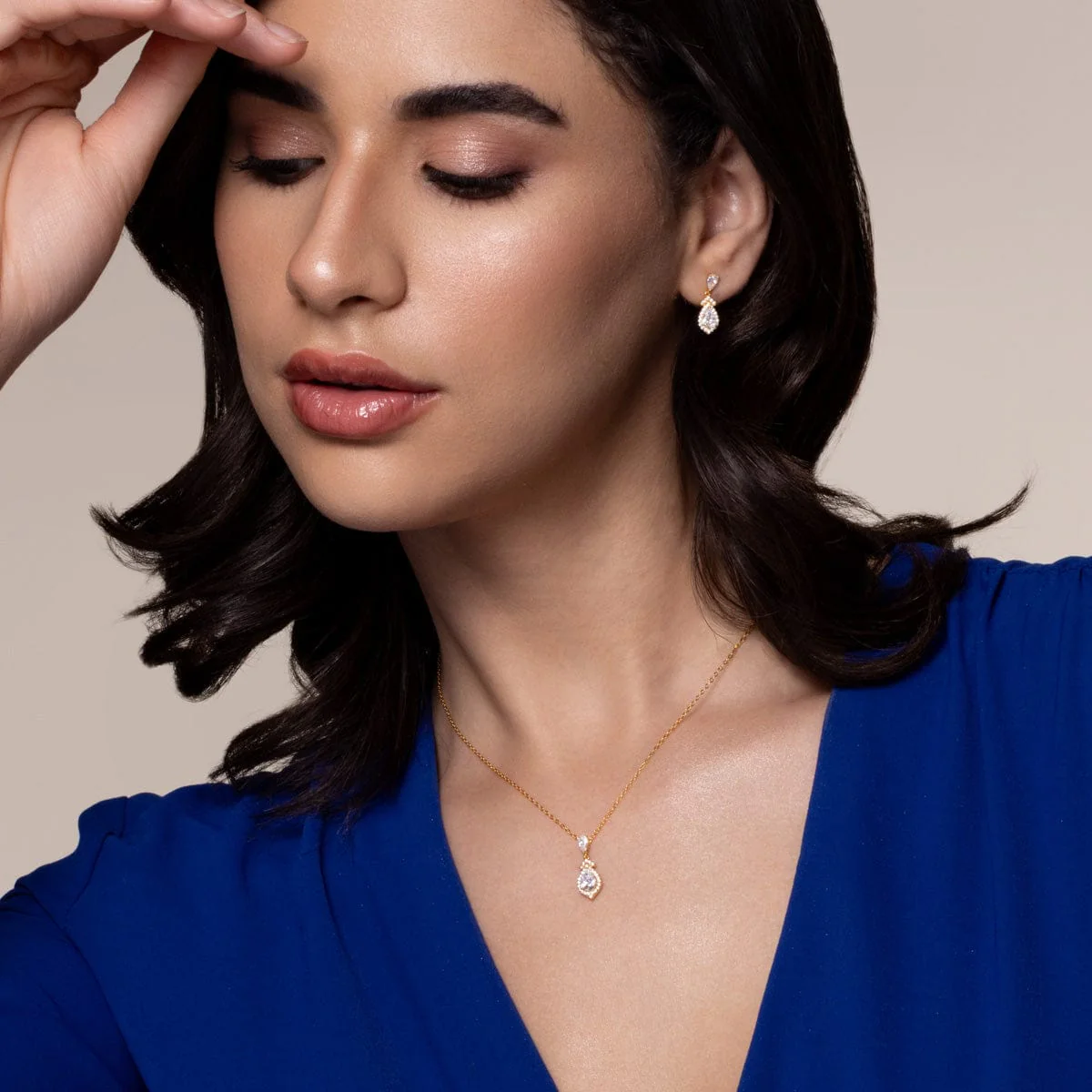 92.5 Silver Pendant With Chain and Earring Set 194150 - Image 3