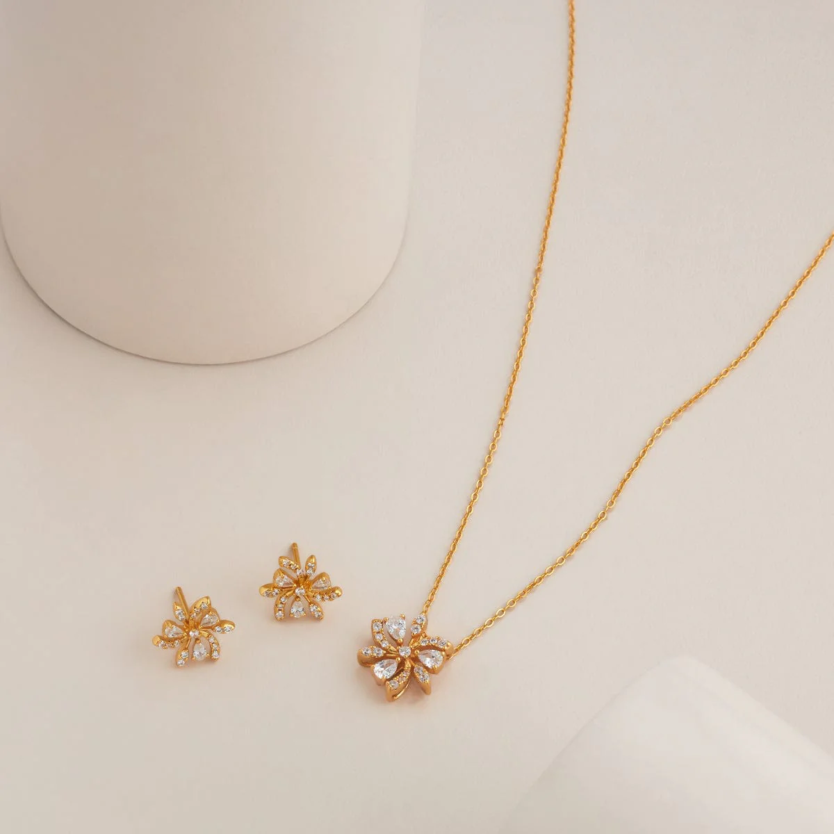 92.5 Silver Pendant With Chain and Earring Set 194165 - Image 2