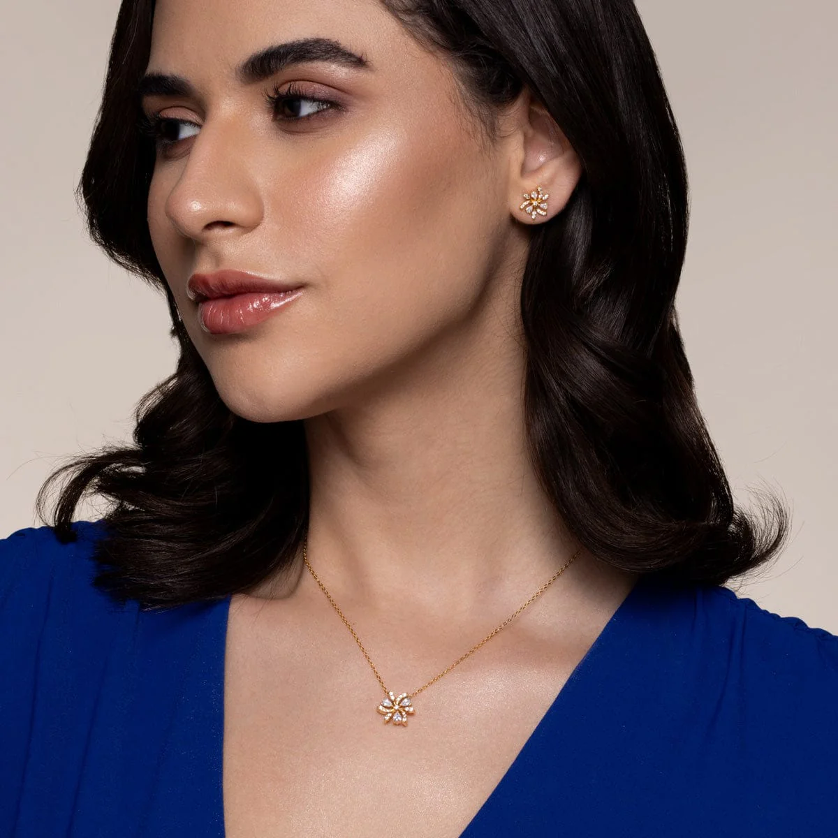 92.5 Silver Pendant With Chain and Earring Set 194165 - Image 3