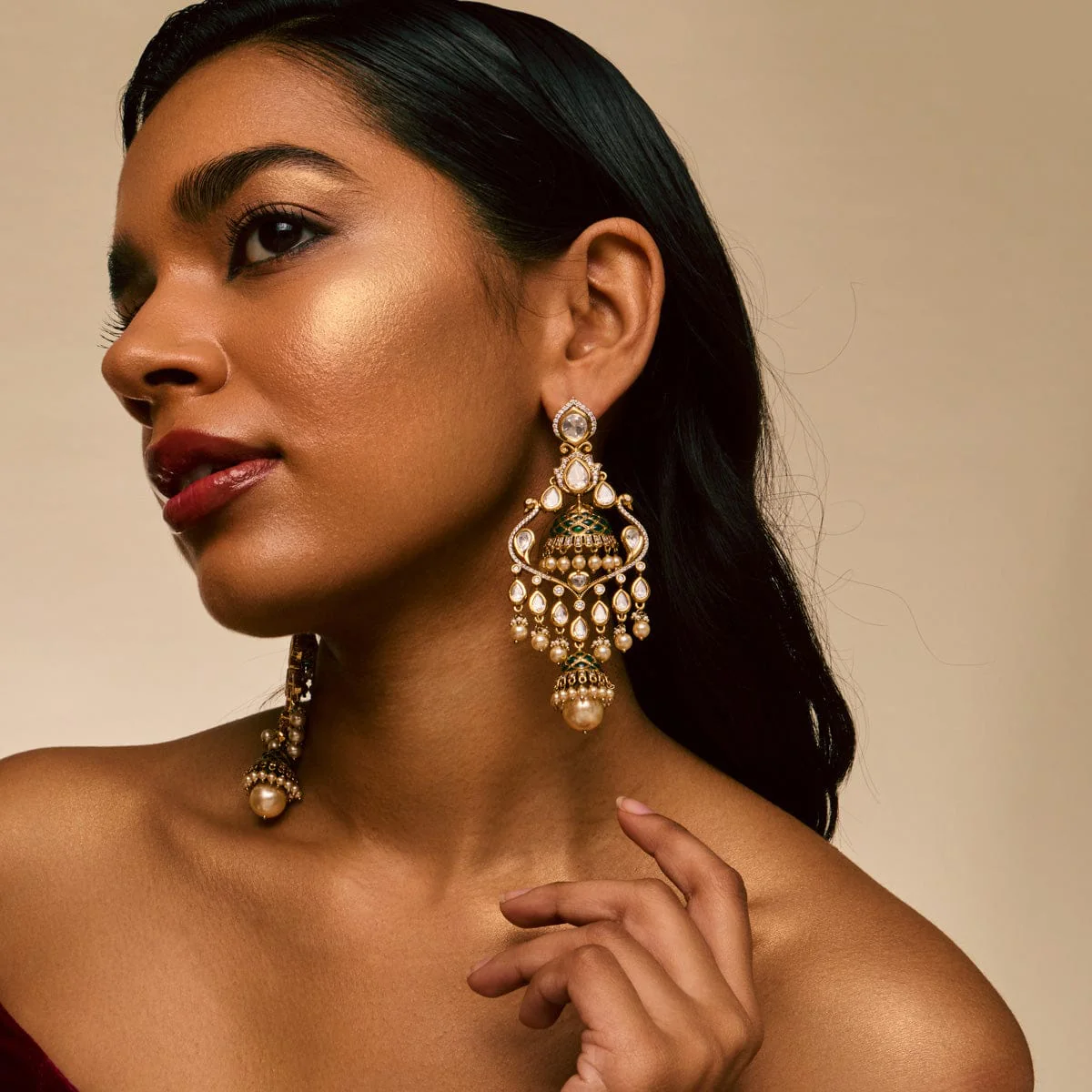 Kundan Earring 195193 - Image 6
