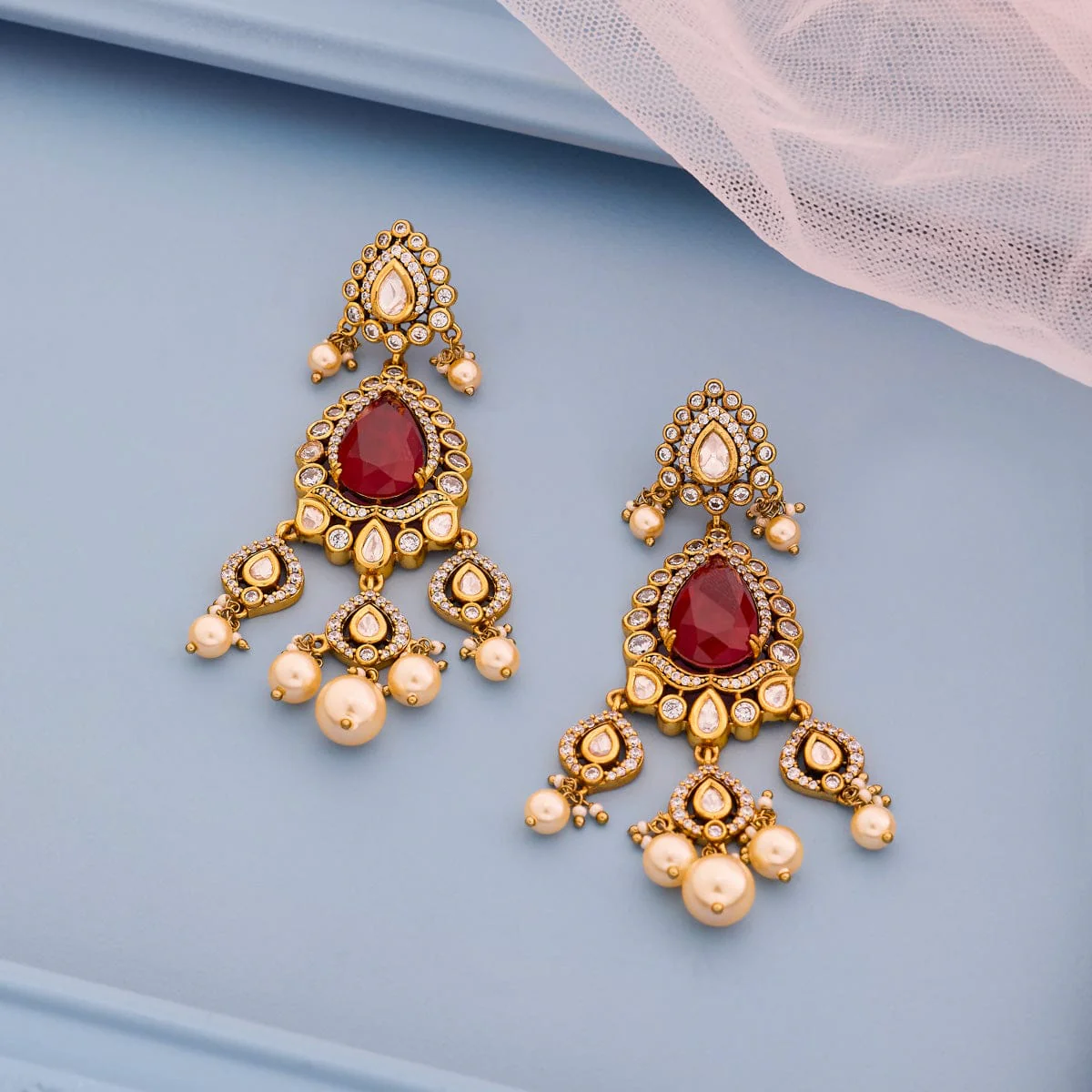Kundan Earring 195196 - Image 2
