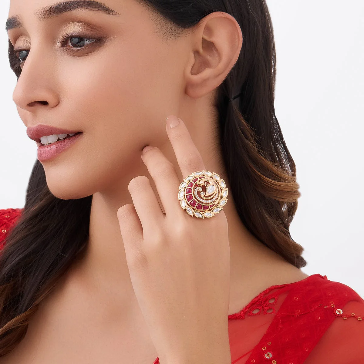 Kundan Finger Ring 163996 - Image 2