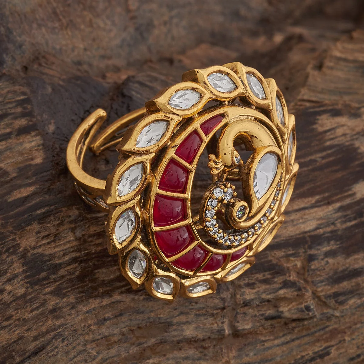 Kundan Finger Ring 163996 - Image 9