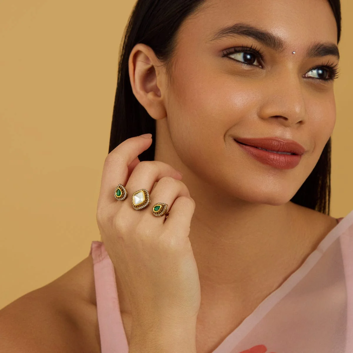 Kundan Finger Ring 177803 - Image 2