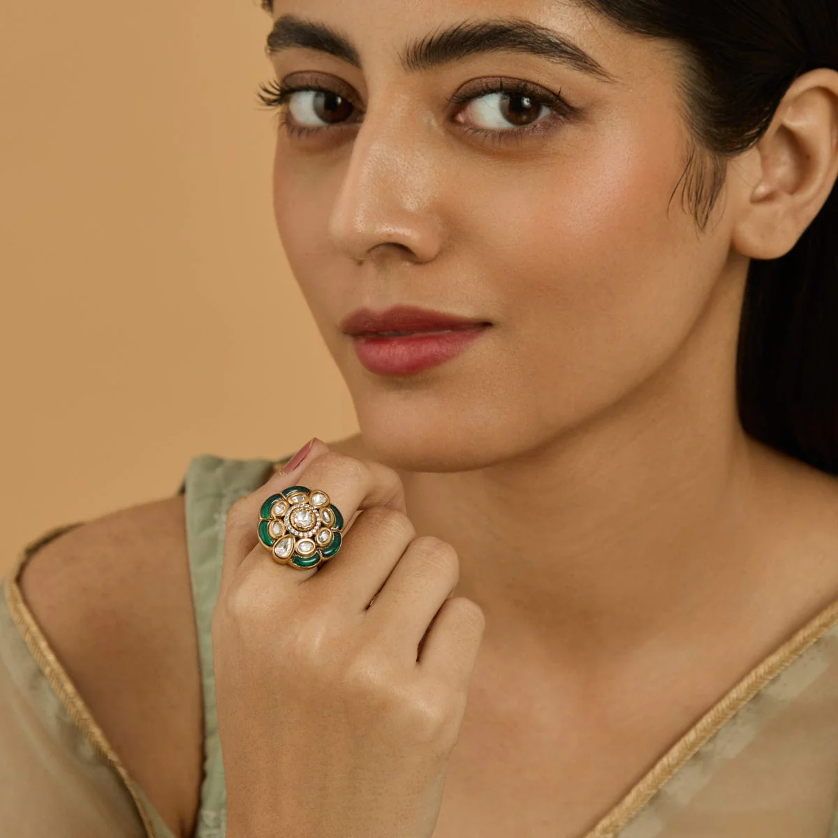 Kundan Finger Ring 180254 - Image 2