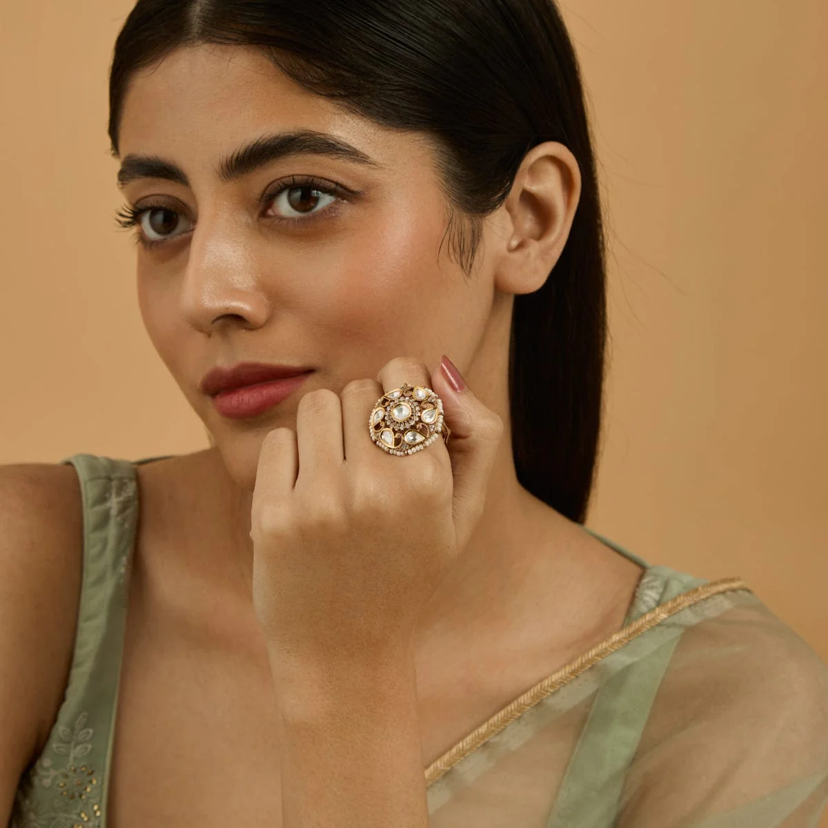 Kundan Finger Ring 181221 - Image 2
