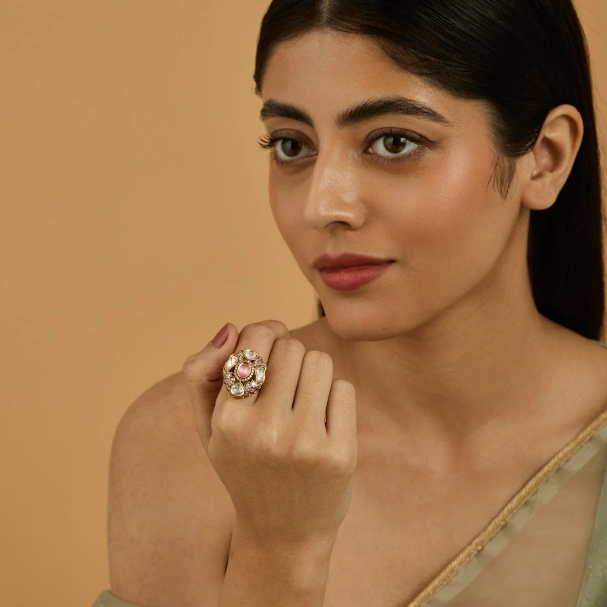Kundan Finger Ring 181647 - Image 2