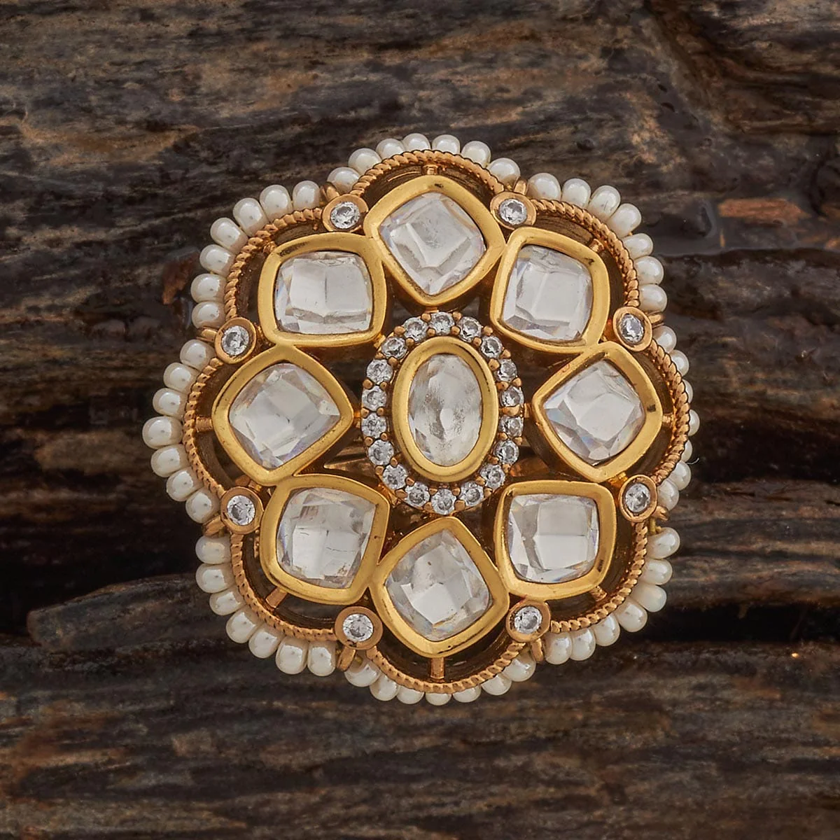 Kundan Finger Ring 182155 - Image 7