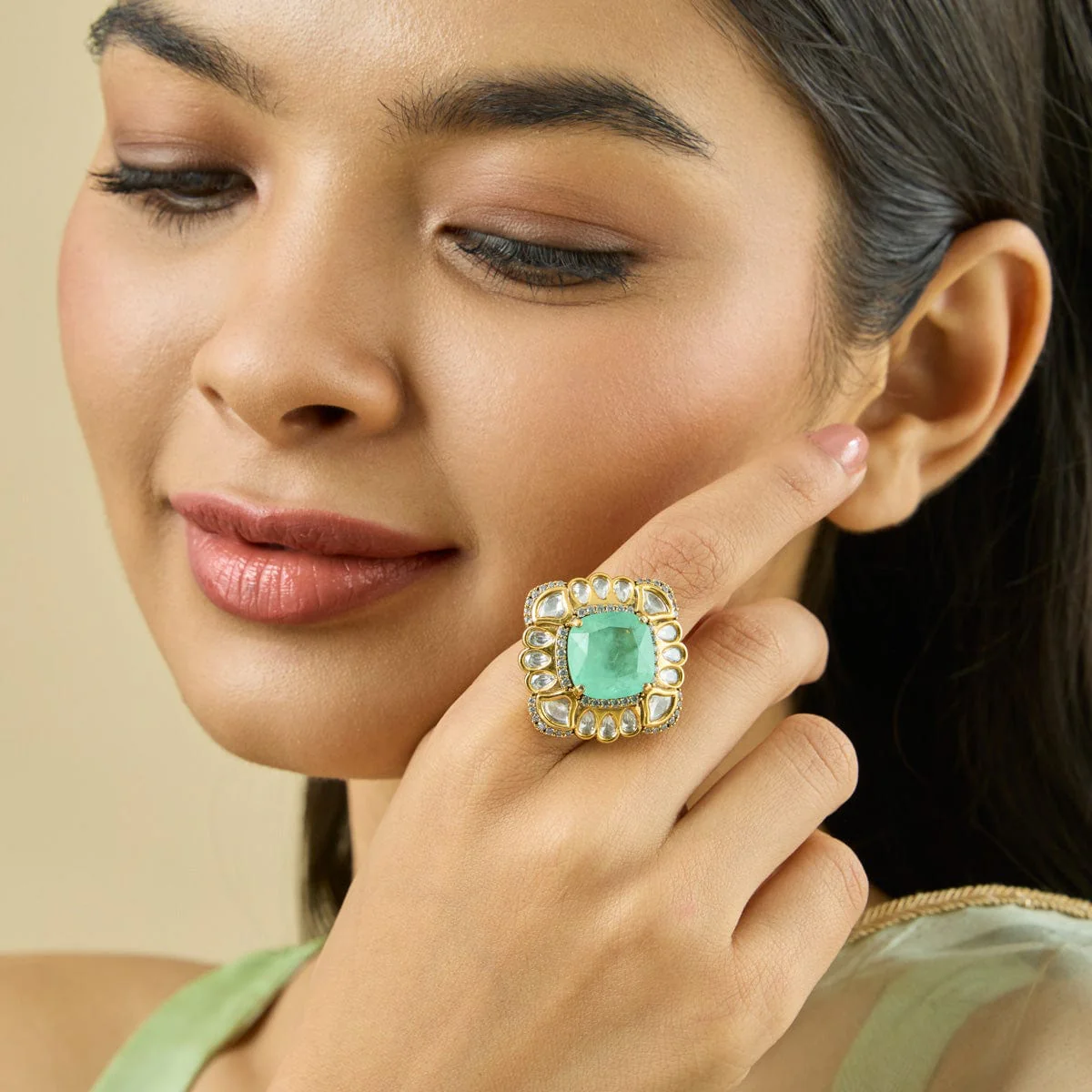 Kundan Finger Ring 182227 - Image 2