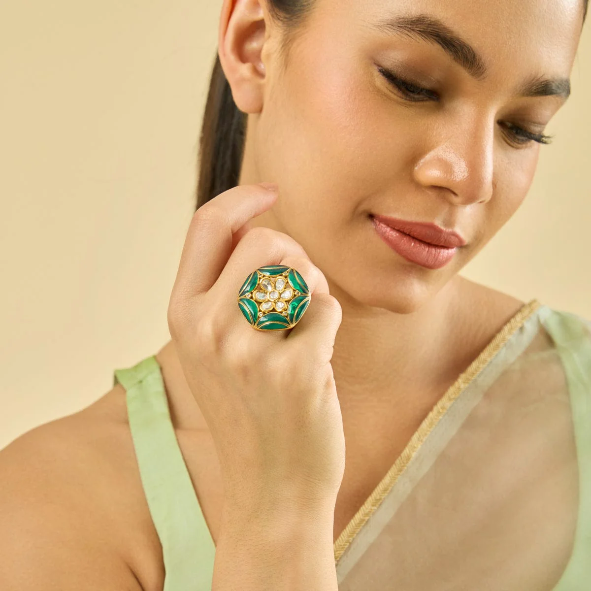Kundan Finger Ring 182248 - Image 2