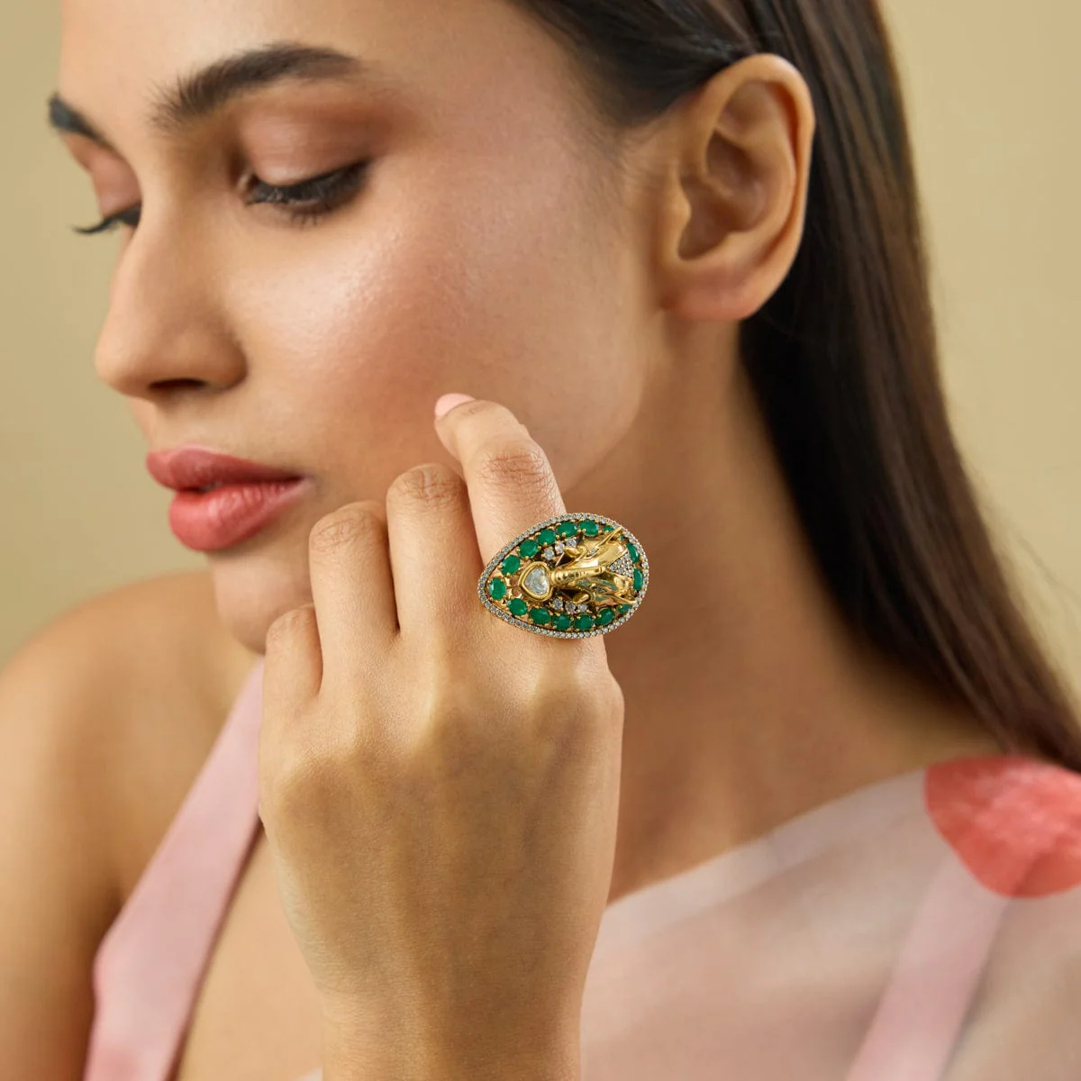 Kundan Finger Ring 182250 - Image 2