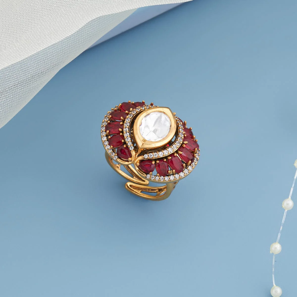 Kundan Finger Ring 184812 - Image 2