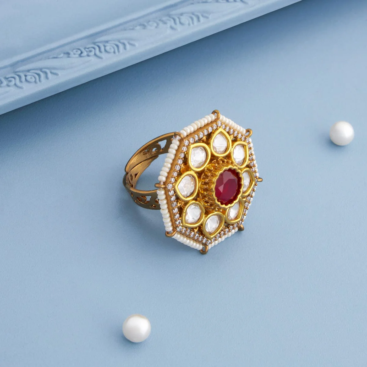 Kundan Finger Ring 190808 - Image 2