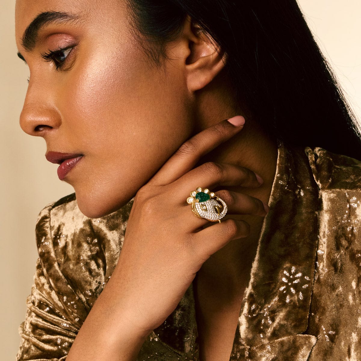 Kundan Finger Ring 193208 - Image 7