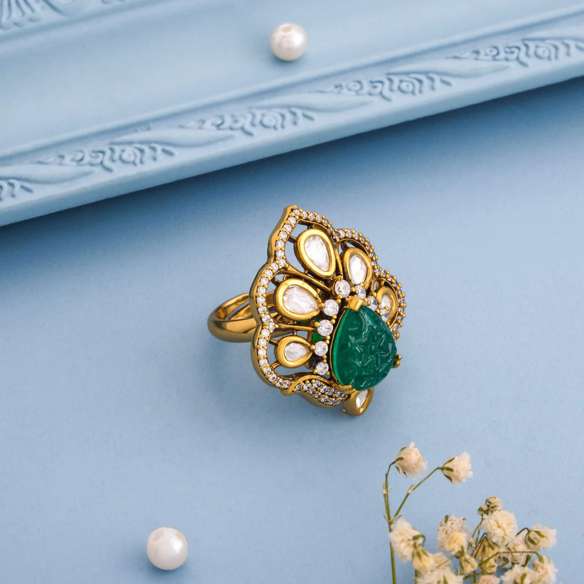 Kundan Finger Ring 193209 - Image 6