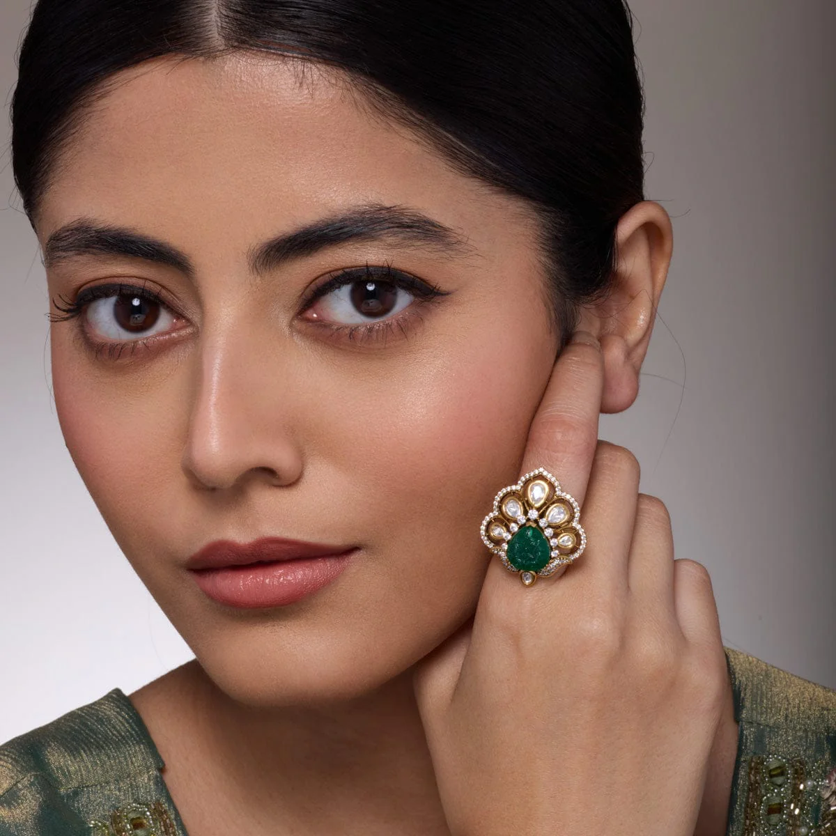 Kundan Finger Ring 193209 - Image 7