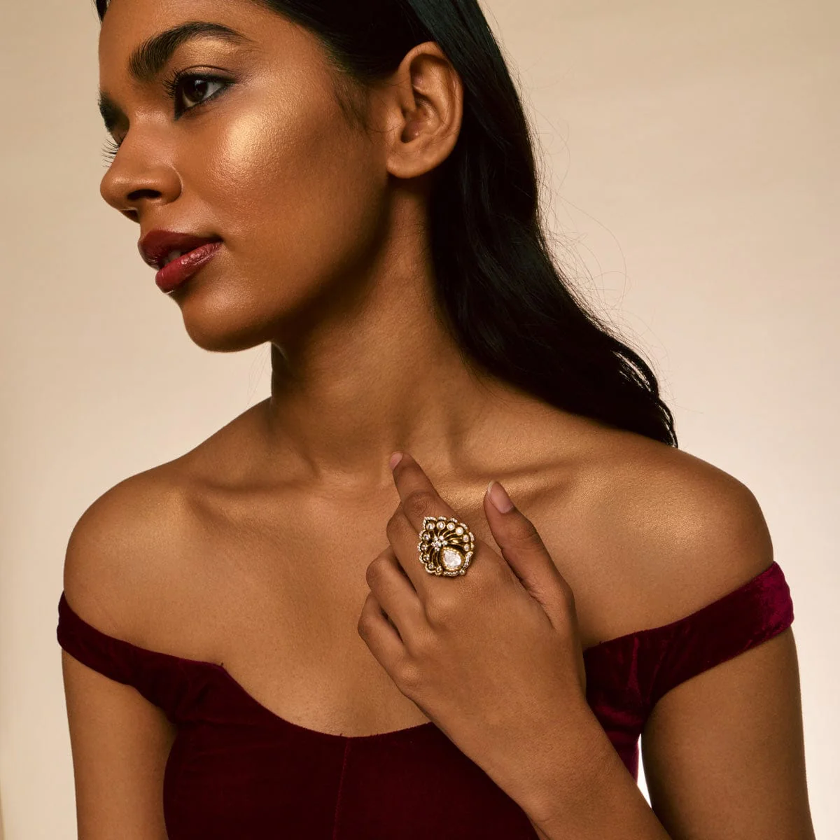 Kundan Finger Ring 196785 - Image 3