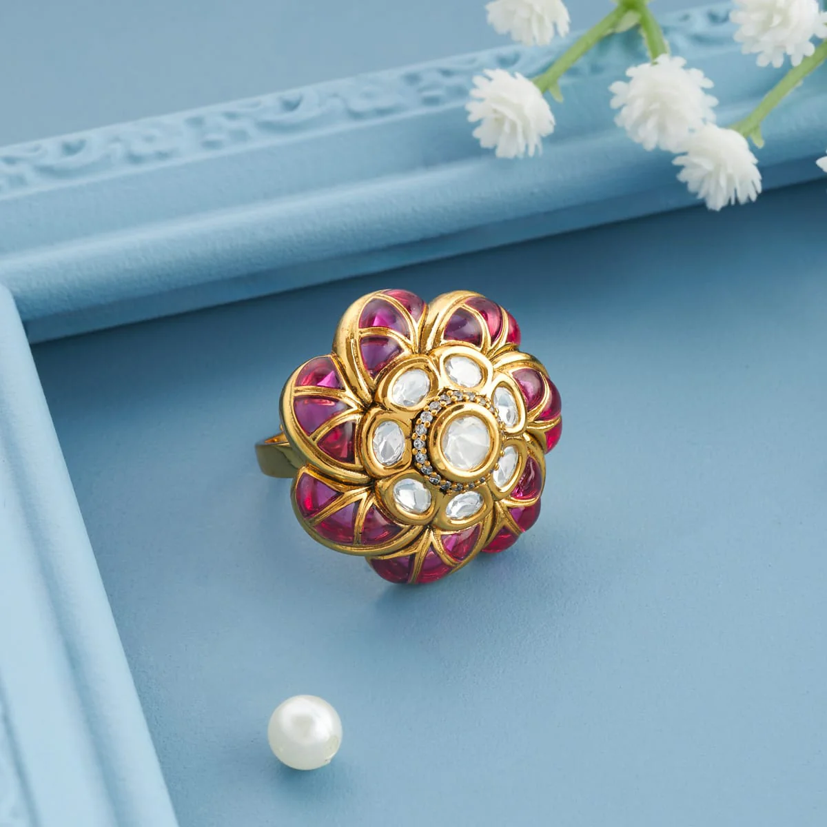 Kundan Finger Ring 196786 - Image 2
