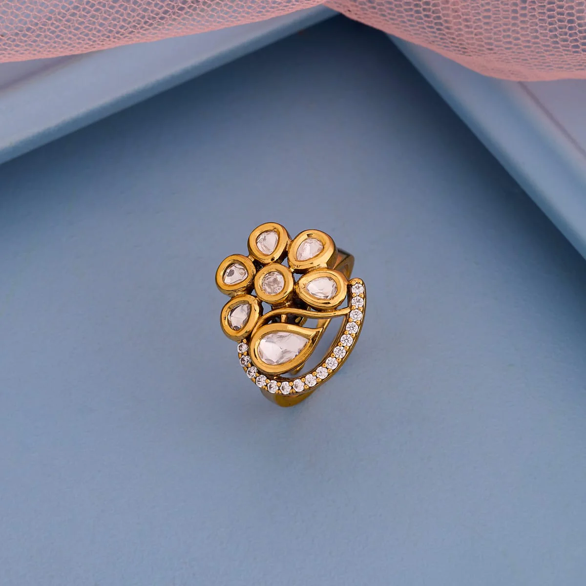Kundan Finger Ring 196892 - Image 2