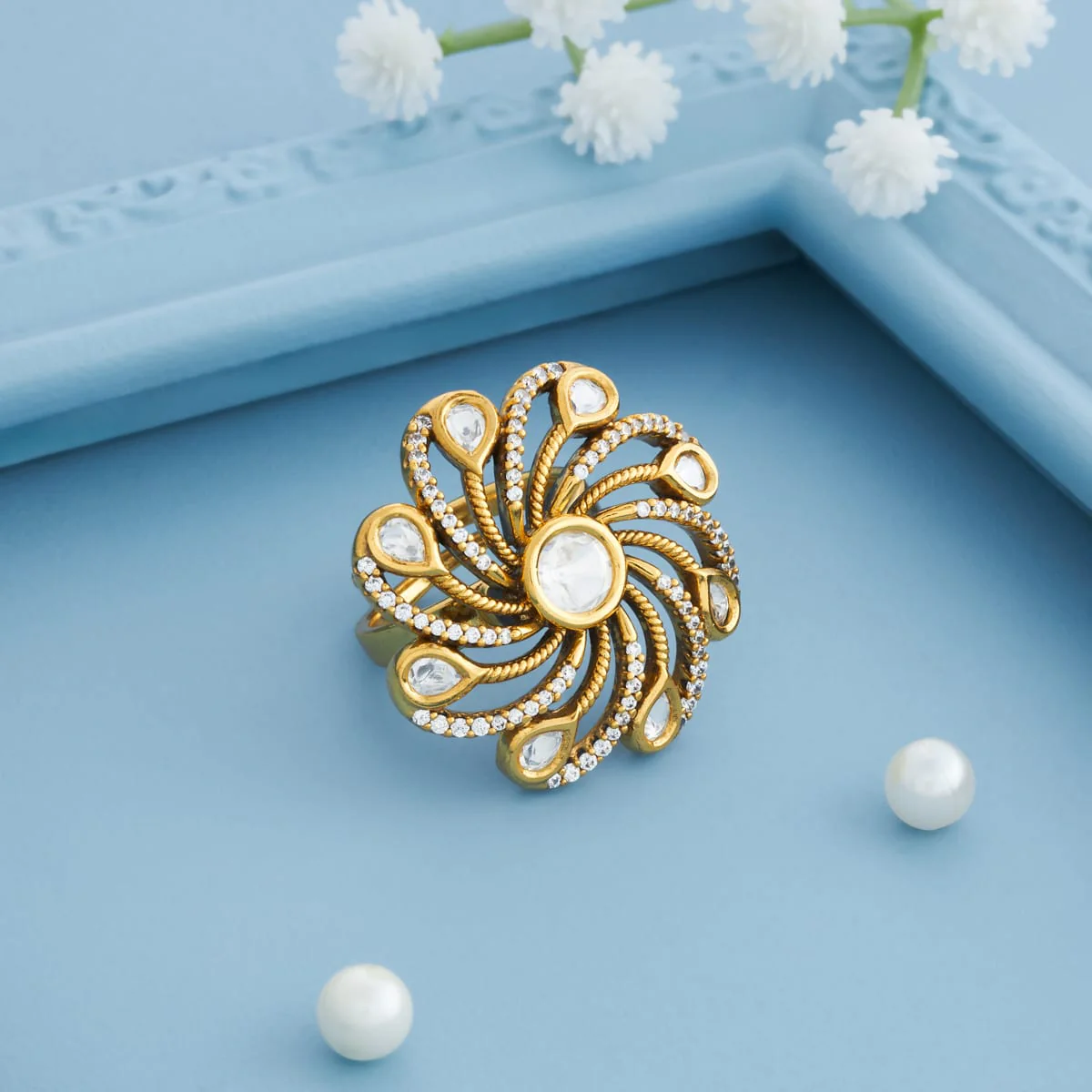 Kundan Finger Ring 196894 - Image 2