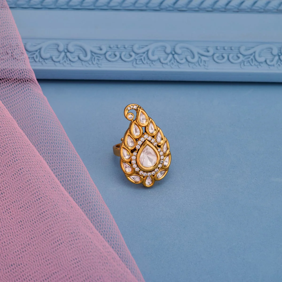 Kundan Finger Ring 197753 - Image 2