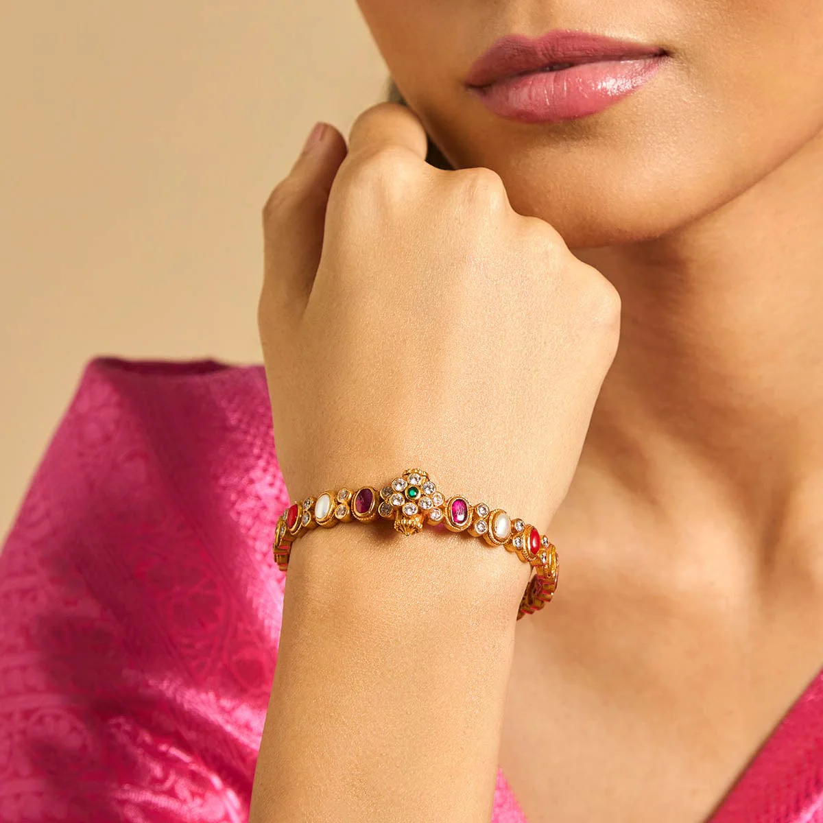 Silver Temple Bangle 173401 - Image 3
